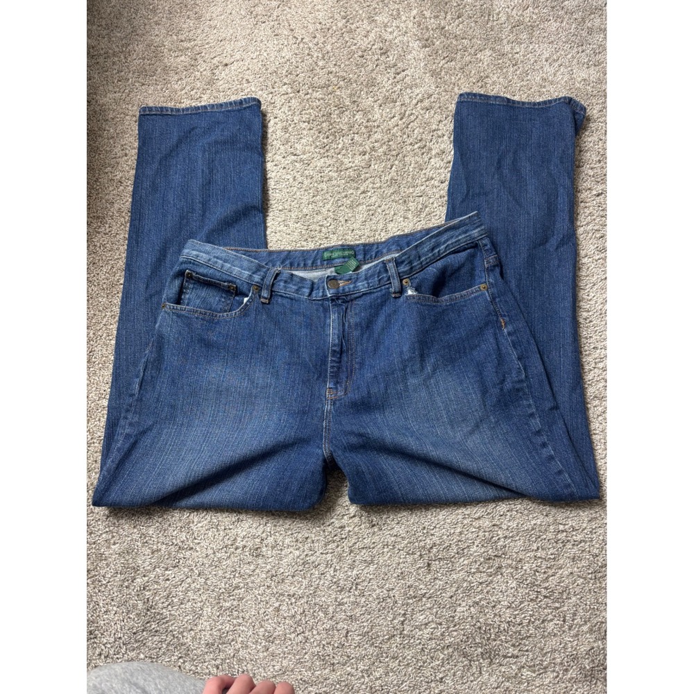 Lauren Ralph Lauren Jeans Co Straight Leg Denim Blue Wash Size 16